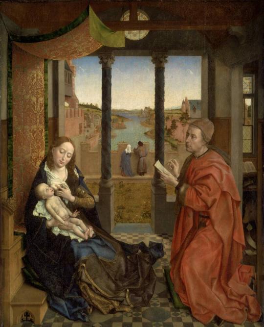 Fig. 25.2. Rogier van der Weyden, Saint Luke Drawing the Virgin (detail), c. 1435–40, oil and t ...