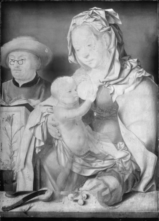 Fig. 29.3. Infrared relectography of Workshop of Joos van Cleve, The Holy Family, c. 1525, oil  ...