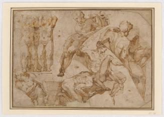 Studies of Male Nudes and a Pair of Putti from the Sistine Chapel Ceiling, after Michelangelo