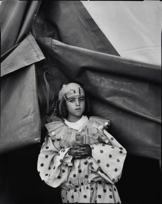 Portrait of Boy Clown Leaning on Tent, Mexican Circus