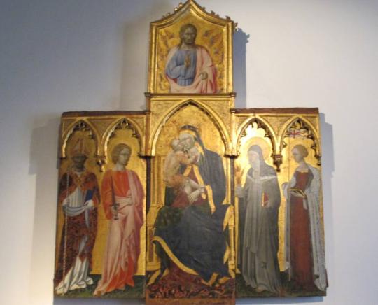 Fig. 12.1. Giovanni di Paolo, Saint Clare of Assisi Altarpiece: Madonna and Child Enthroned, wi ...