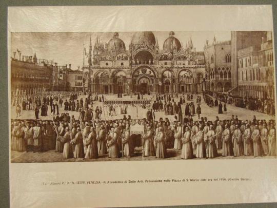 R. Accademia di Belle Arti.  Processione nella Piazza di S. Marco com'era nel 1496.