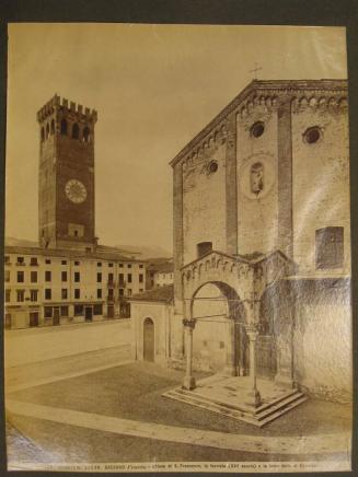 BASSANO Veneto. - Chiesa di S. Francesco, la facciata (XIII secolo) e la torre detta di Ezzelino.