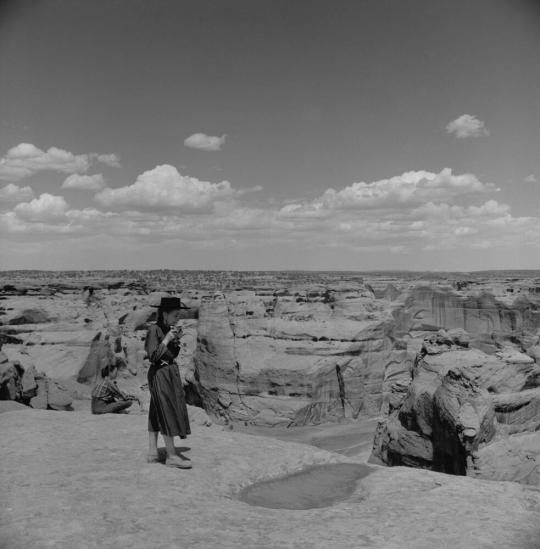 Georgia O'Keeffe with Camera at Canyon de Chelly