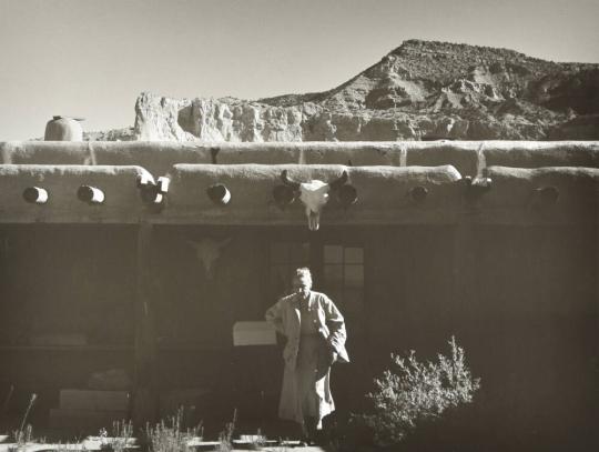 [O'Keeffe at Ghost Ranch, Walking Away from House]