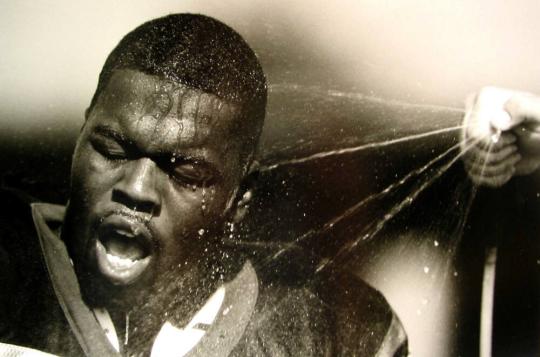 Linebacker Jason Lamar Cools Off during Training Camp