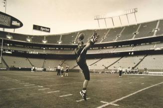 Punter Chad Stanley Warms Up in Kansas City, August 17, 2002