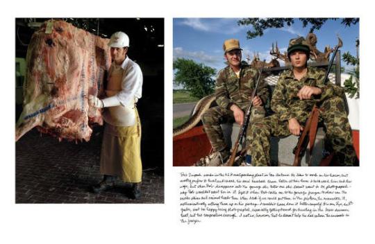 Bob at the H.E.B. packing plant, and at home with his son in hunting truck, San Antonio, Texas