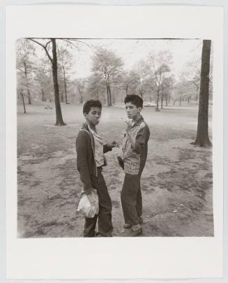 Two boys smoking in Central Park, N.Y.C., 1963