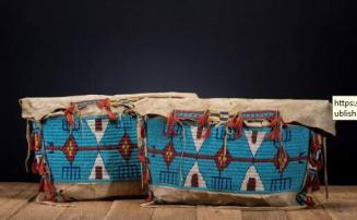 One of a Pair, Sioux Beaded Buffalo Hide Possible Bags
