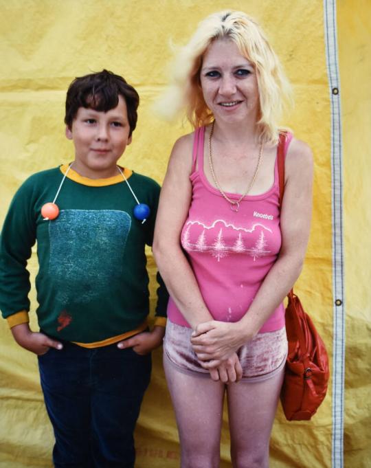 Mother and son at carnival, Johnson City, NY