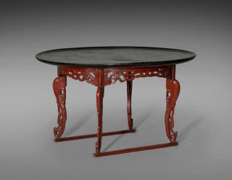Royal Red and Black Lacquer Tiger-Legged Dining Table