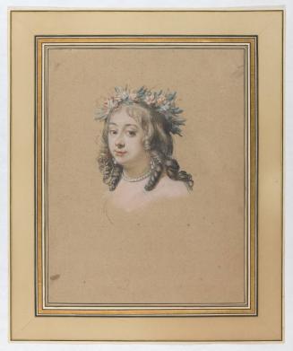 Portrait of a Woman wearing Pearls and a Crown of Flowers