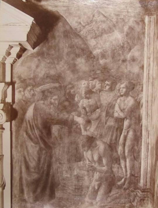 Chiesa del Carmine.  Cappella Brancacci.  S. Pietro battezza gl'Idolatri.
