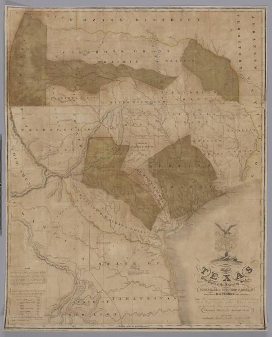 Map of Texas with Parts of the Adjoining States