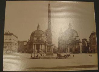 ROMA - Piazza del Popolo con le Strade del Babbuino, del Corso e di Ripetta e le Chiese di S. Maria dei Miracoli e S. Maria di Montesanto.