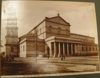 ROME - Basilica di S. Paolo fuori le mura.  Il fianco e il companile.  ( Architetto L. Poletti. )