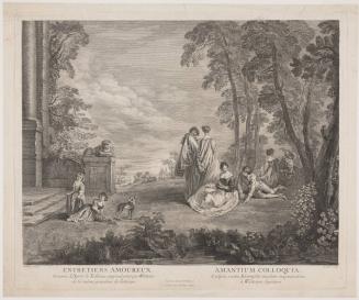 Entretiens amoureaux–Amantium Colloqua (Conversation among lovers), from series L’Oeuvre d’Antoine Watteau Peintre du Roy, from the Recueil Jullienne

