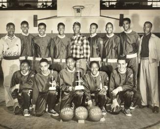 [High School Boys Basketball Team, District, State and City Champs]