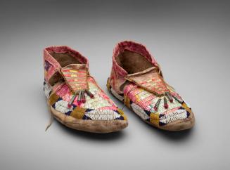 Pair of Beaded and Quilled Moccasins with Horse-Track Design