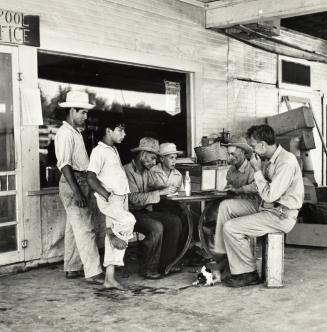 At the Humble Station, general store and post office operated by Joe Leighton, neighboring ranchers often gather for a game, Vanderpool, TX