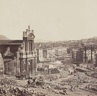 Vue des chantiers prise du débouché de la Rue de l’Imperatrice sur la place centrale