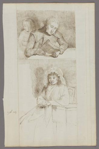 A Man Reading 'Le Journal du Soir' and a Study of a Seated Girl