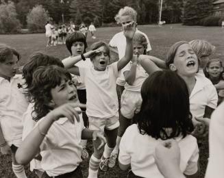 Girls at a team game at Camp Pinecliffe, Harrison, Maine