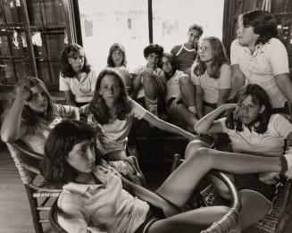 Girls on window seat in Main Bunk at Camp Pinecliffe (Liz Asch)