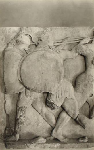 North Frieze. Two Giants with Spears and Shields. Whole.