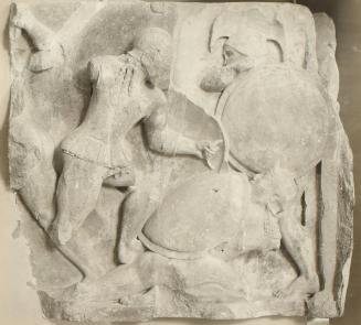 North Frieze. Corner Block. Combat of a God and Two Giants.