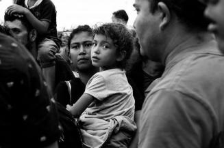 Migrants waiting to pass the Guatemalan border
