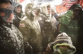 Dakota Access Pipeline: Veterans Who Came to Stand in Defense of the Water Protectors in the Sacred Fire Circle during the 1st Blizzard