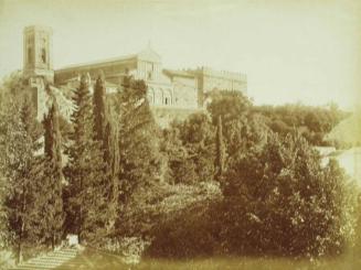 FIRENZE-La Basilica di S. Miniato al Monte col Campanile e il Palazzo dei Vescovi.