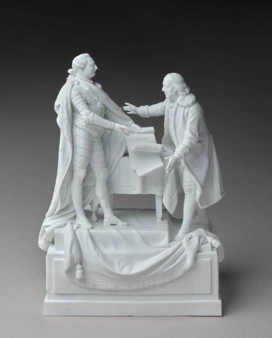 Figural Group of Louis XVI and Benjamin Franklin