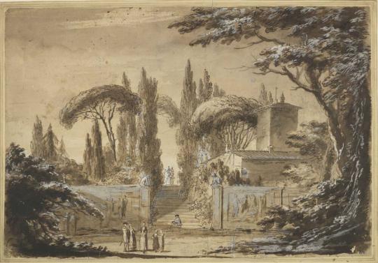 Fig. 4.2. Richard Cooper, Garden of the Villa Negroni at Rome, possibly 1772–76, brown ink, was ...