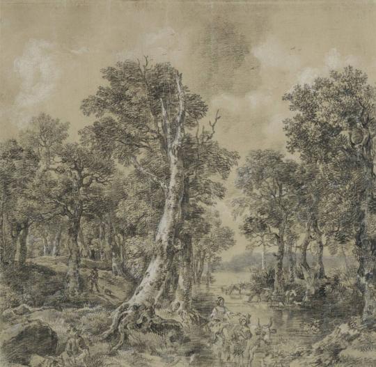 Fig. 7.1. Thomas Gainsborough, A Wooded Landscape with a River, Cattle and Figures, after Jacob ...