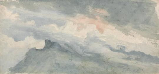 26.2. James Ward, Study of a Hill Top and Sky, no date, watercolor over graphite and black chal ...