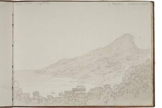 Fig. 16.1. John Robert Cozens, View from Vietri to Raito, September 23, 1782, pencil and gray w ...