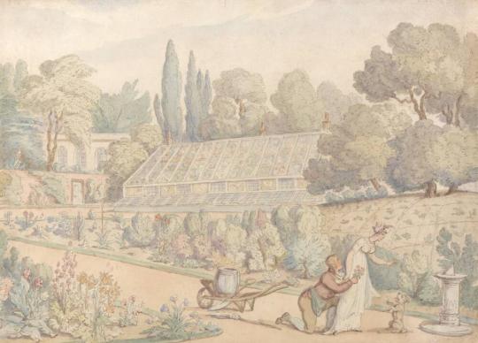 Fig. 19.1. Thomas Rowlandson, The Gardener’s Offering, 1803–5, watercolor with pen in brown and ...