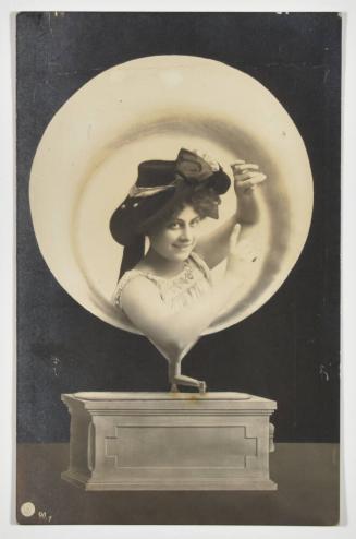 [Photomontage of a Woman coming out of a Phonograph]