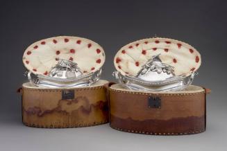 Pair of Soup Tureens with Leather Cases