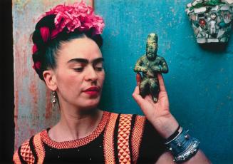 Frida with Olmeca Figurine, Coyoacán