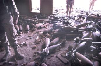 Unguarded munitions, Iraqui weapons bunker, near Abu Jir