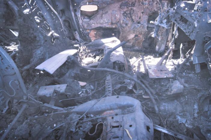 Interior of car-bombed vehicle (used in the August 7th attack against the Jordanian Embassy), Baghdad
