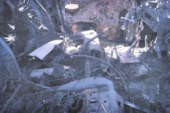 Interior of car-bombed vehicle (used in the August 7th attack against the Jordanian Embassy), Baghdad