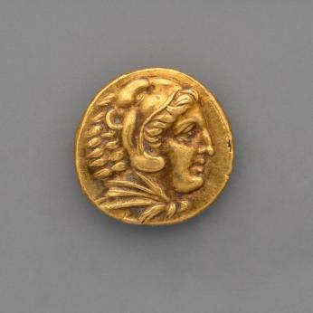 1/2 Stater of Philip II with Herakles on Obverse and Forepart of Lion on Reverse with exergue