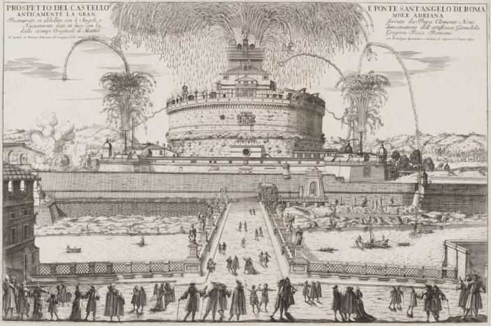 Fireworks over Castel Sant'Angelo – With Spectators across the Ponte Sant'Angelo
