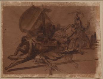 Definitive study for the Raft of the Medusa (recto) & Study of a man lying down, left arm raised (verso)