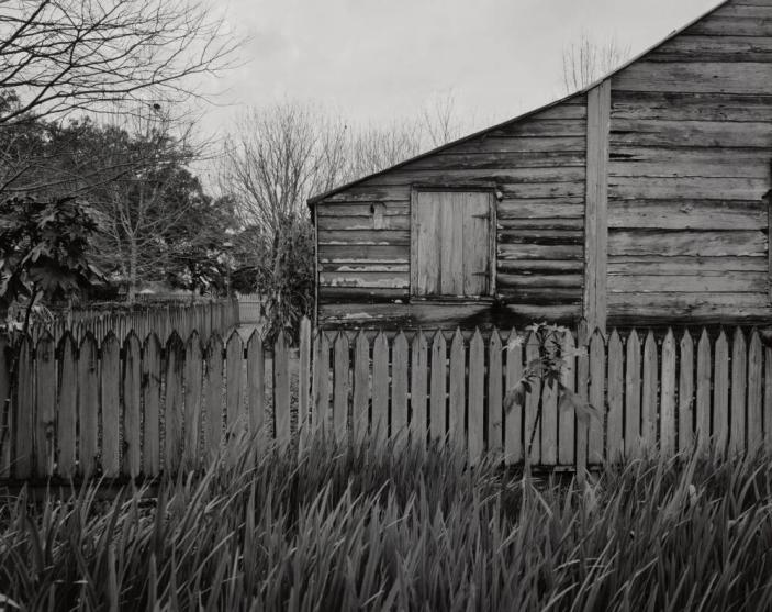 Picket Fence, Tree, and Cabin